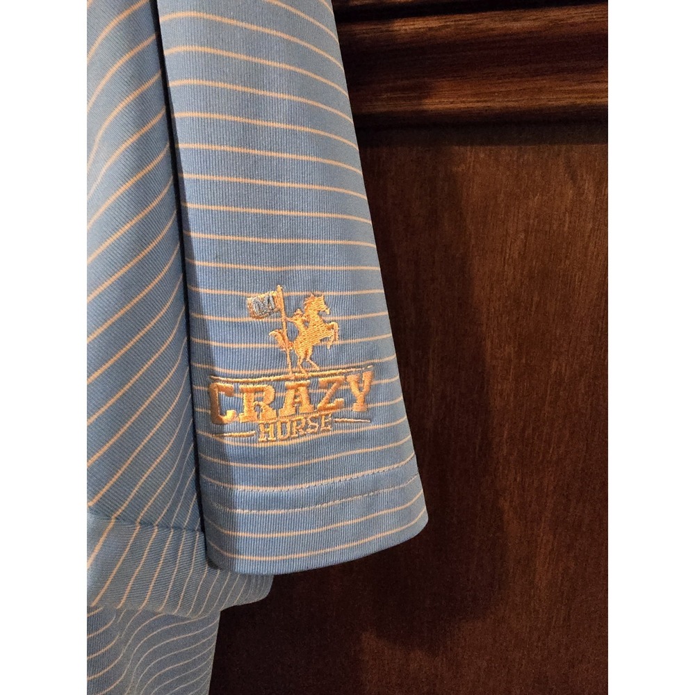 Donald Ross XL Blue Striped Polo Shirt Crazy Horse Logo - Picture 2 of 4
